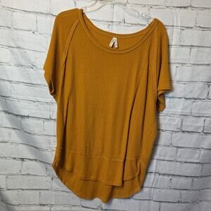 Mudd Women's Oversize Waffle Short Sleeve Top